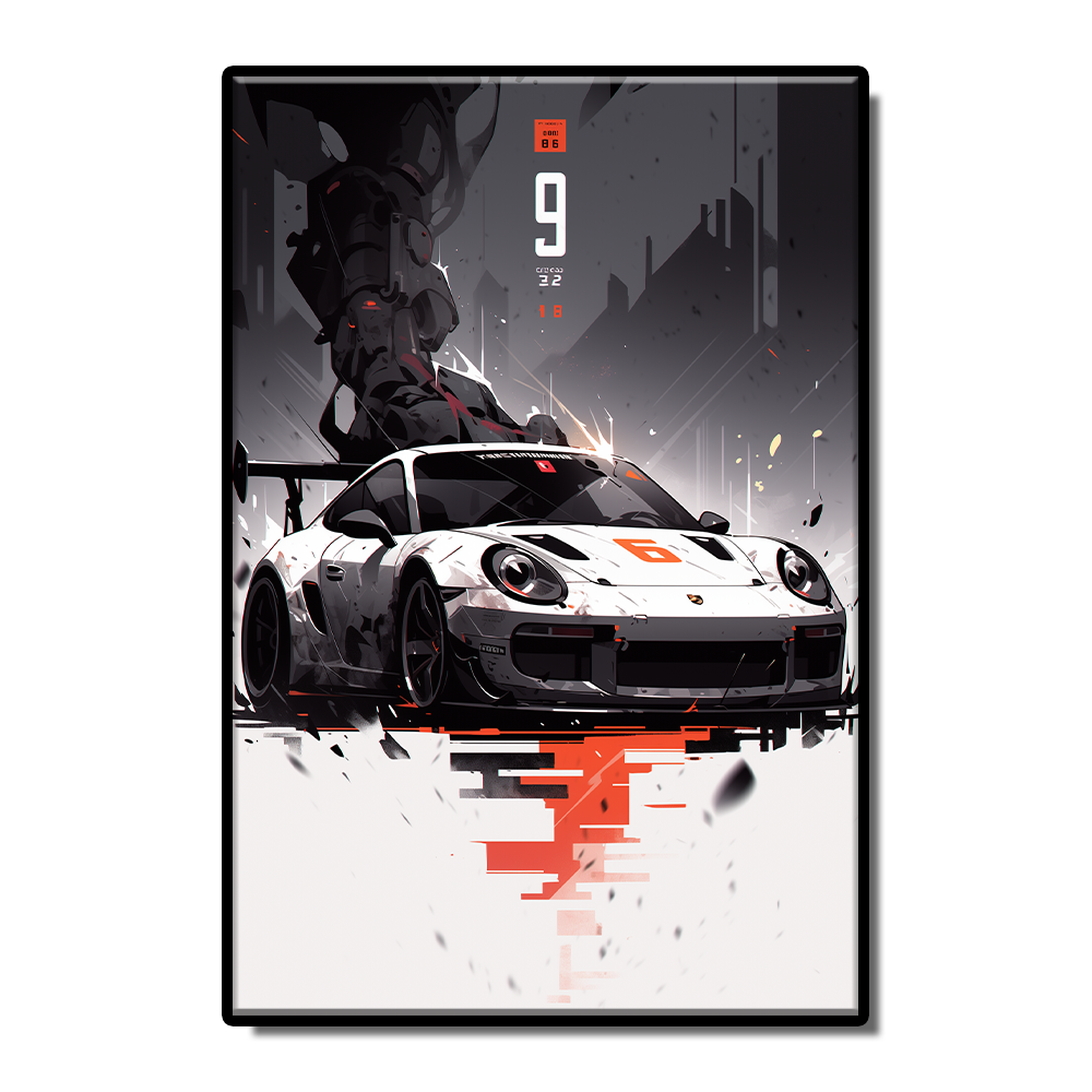 Racing Sports car Art Illustration style poster Black red White Living room Study Bar wall decoration painting can be customized