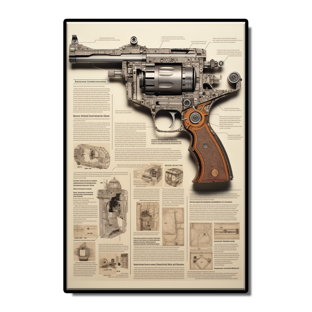 Gun newspaper kraft paper pistol rifle sniper rifle still life sketch grey poster Living room study bar wall decoration painting