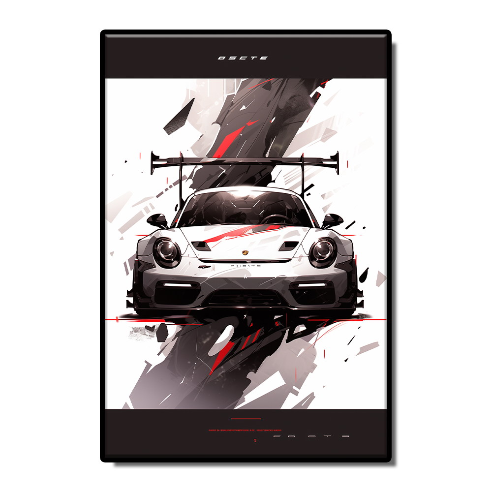 Racing Sports car Art Illustration style poster Black red White Living room Study Bar wall decoration painting can be customized