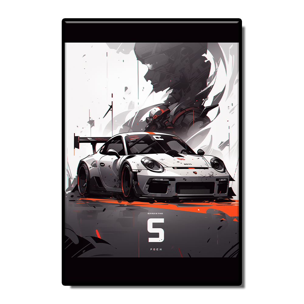 Racing Sports car Art Illustration style poster Black red White Living room Study Bar wall decoration painting can be customized