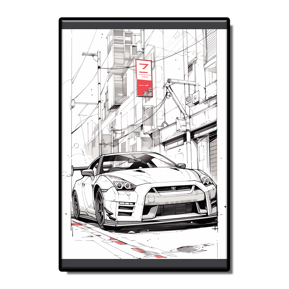 Car sketch style black and white poster canvas painter wall living room study bedroom decoration painting can be customized size