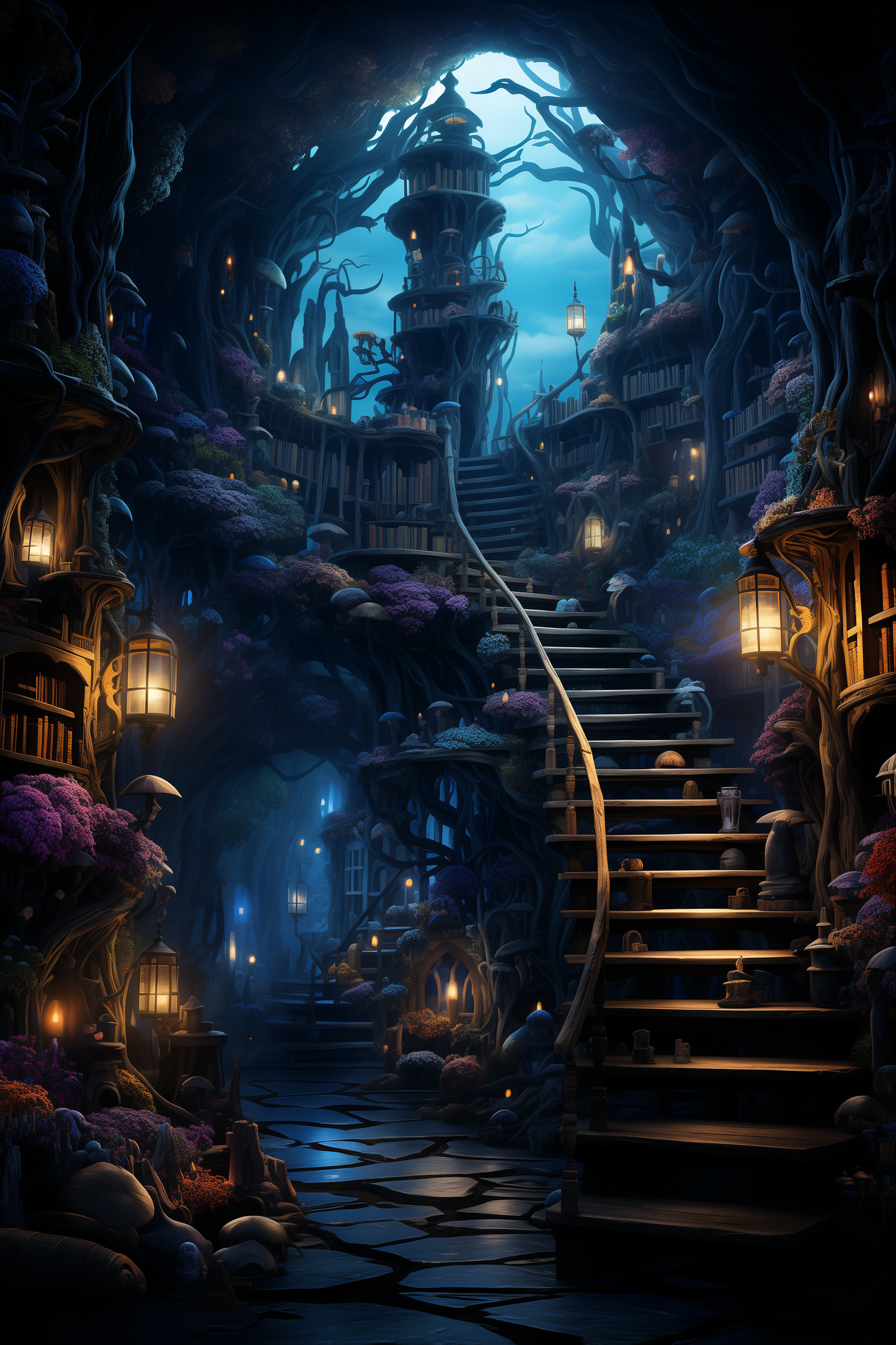 Dark Magic Castle Halloween Haunted House atmosphere art poster painting Horror interior wall decoration painting