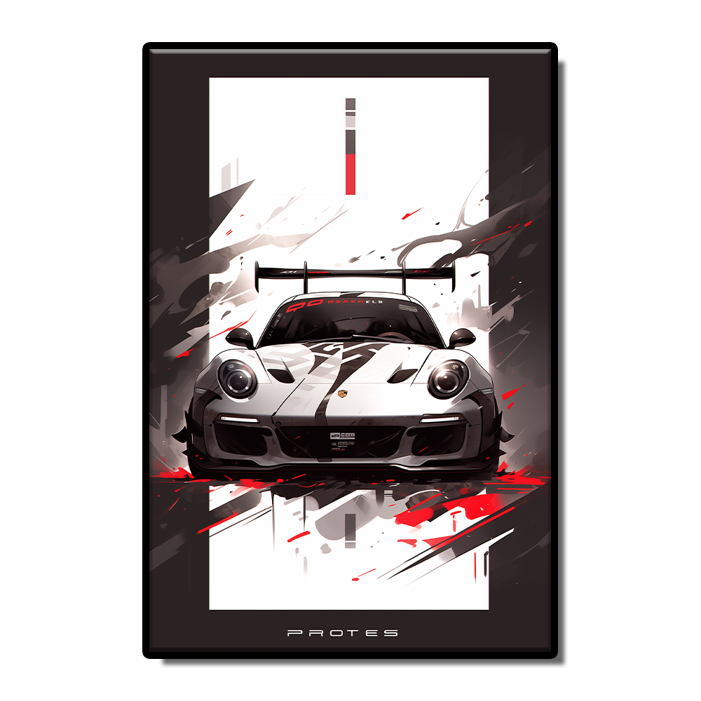 Racing Sports car Art Illustration style poster Black red White Living room Study Bar wall decoration painting can be customized