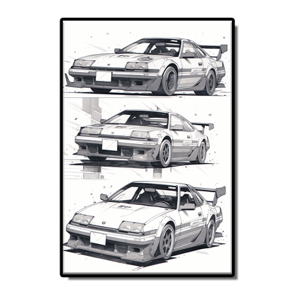 Car sketch style black and white poster canvas painter wall living room study bedroom decoration painting can be customized size