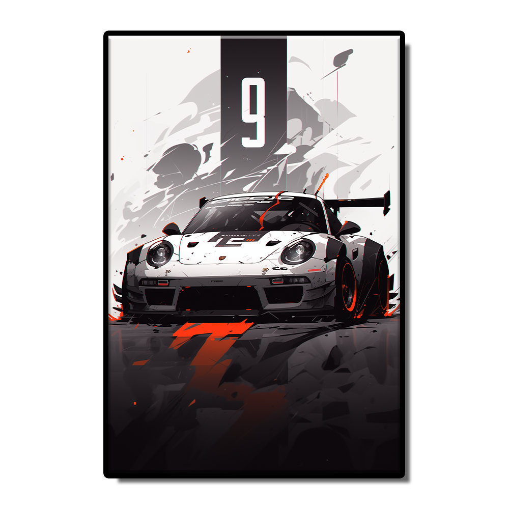 Racing Sports car Art Illustration style poster Black red White Living room Study Bar wall decoration painting can be customized