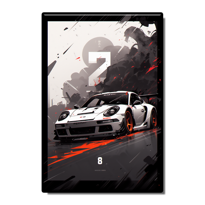 Racing Sports car Art Illustration style poster Black red White Living room Study Bar wall decoration painting can be customized