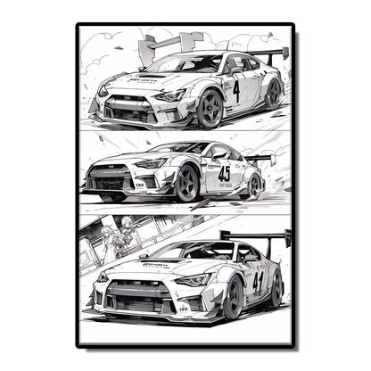 Car sketch style black and white poster canvas painter wall living room study bedroom decoration painting can be customized size