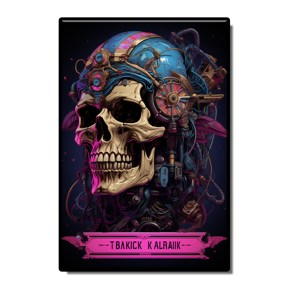 Steampunk Color Mechanical Pink Skeleton Head Abstract Retro Poster Flower and Bird Decoration Wall Art Skeleton Painting