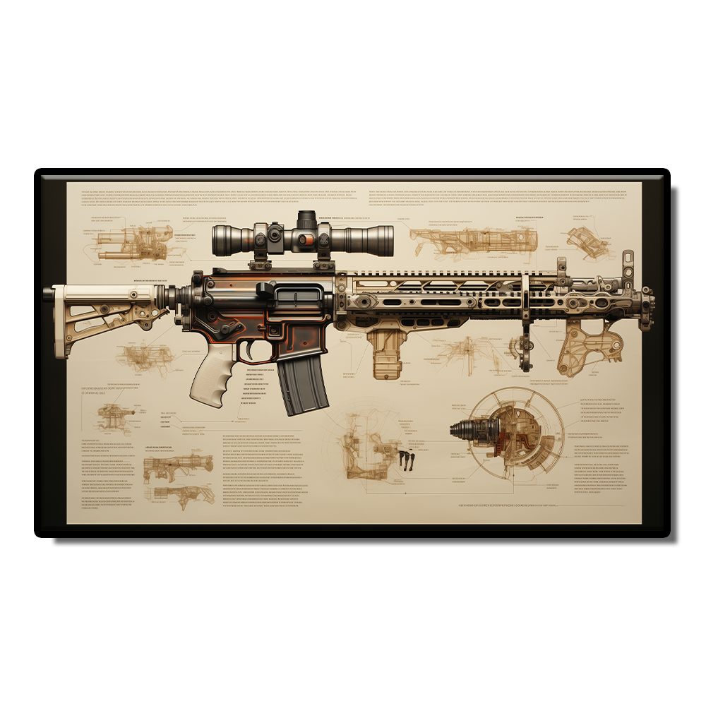 Gun newspaper kraft paper pistol rifle sniper rifle still life sketch grey poster Living room study bar wall decoration painting