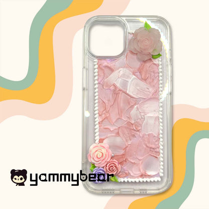 (Pink rose-style) Decoden Phone case,Personalized Cream Glue Phone Case