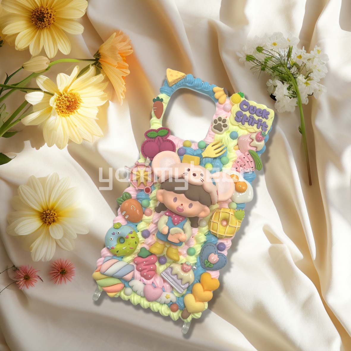 (Pink girl)) Decoden Phone case,Personalized Cream Glue Phone Case