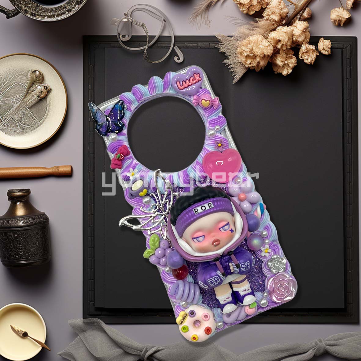 (Skull Panda)) Decoden Phone case,Personalized Cream Glue Phone Case