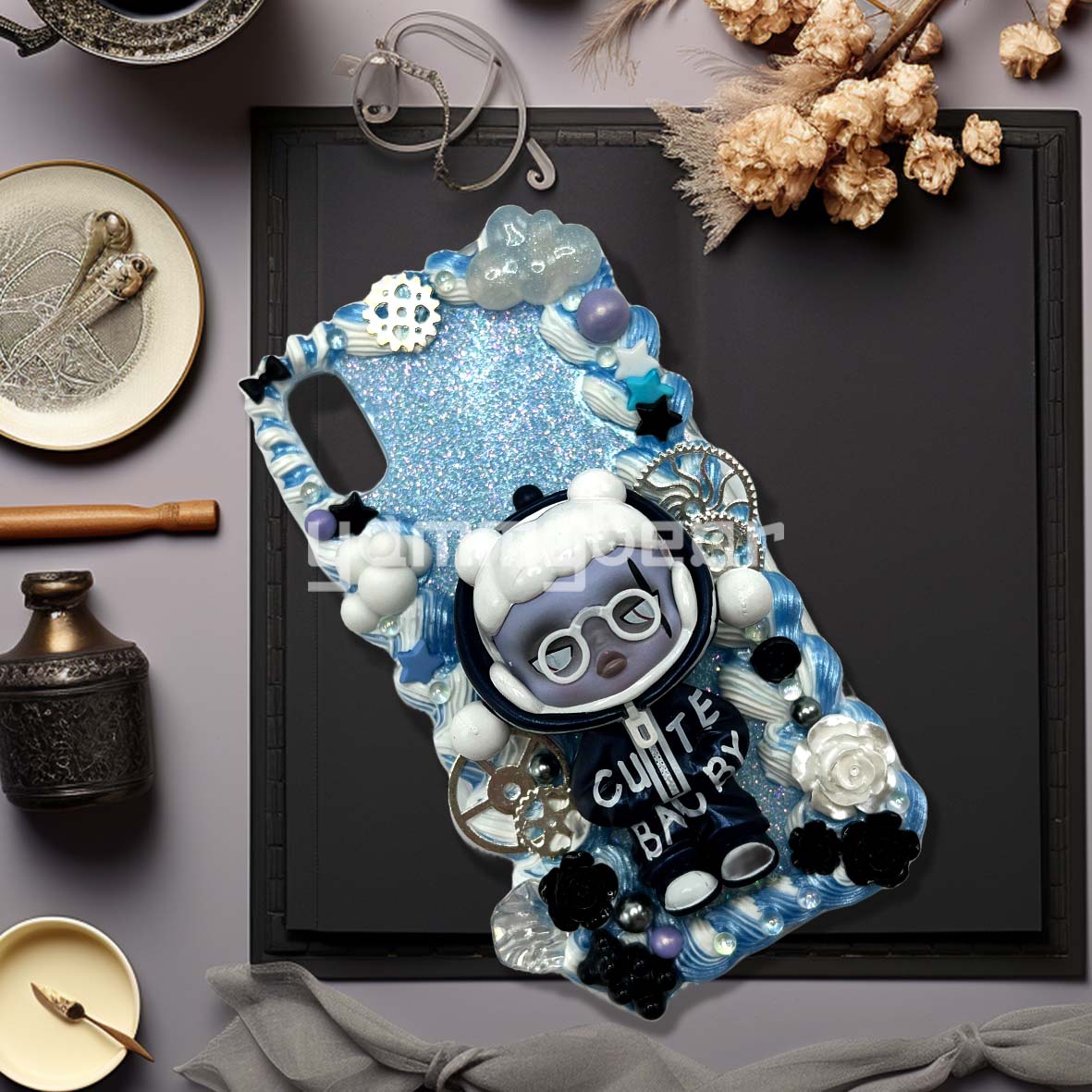 (Skull Panda)) Decoden Phone case,Personalized Cream Glue Phone Case