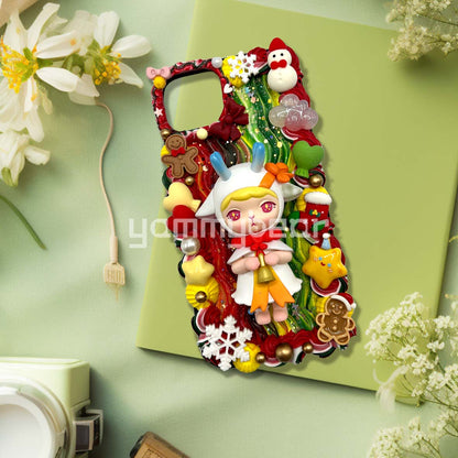 （Christmas Bunny）Decoden Phone case,Personalized Cream Glue Phone Case