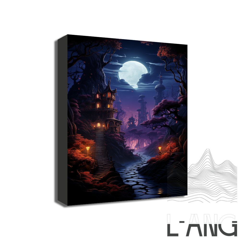 Dark Magic Castle Halloween Haunted House atmosphere art poster painting Horror interior wall decoration painting