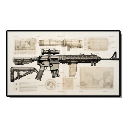 Gun newspaper kraft paper pistol rifle sniper rifle still life sketch grey poster Living room study bar wall decoration painting