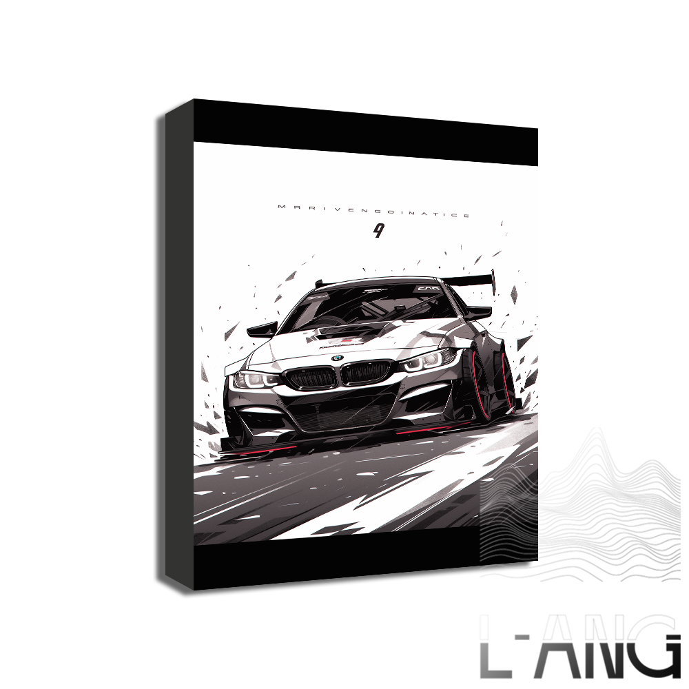 Racing Sports car Art Illustration style poster Black red White Living room Study Bar wall decoration painting can be customized