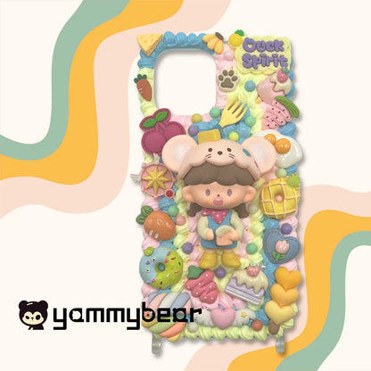 (Pink girl)) Decoden Phone case,Personalized Cream Glue Phone Case