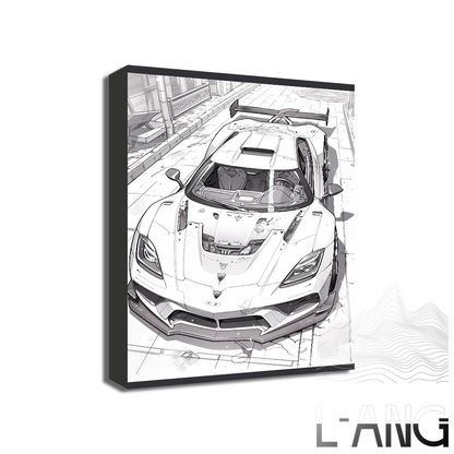 Car sketch style black and white poster canvas painter wall living room study bedroom decoration painting can be customized size