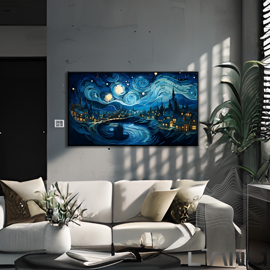 A tribute to Van Gogh's starry canvas,Homage to the master Van Gogh Starry Night canvas painting oil painting art abstract wall art living room decoration Home decor