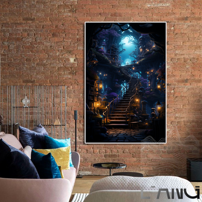 Dark Magic Castle Halloween Haunted House atmosphere art poster painting Horror interior wall decoration painting