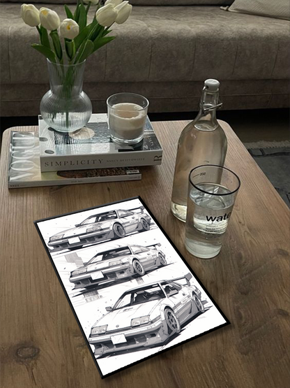 Car sketch style black and white poster canvas painter wall living room study bedroom decoration painting can be customized size