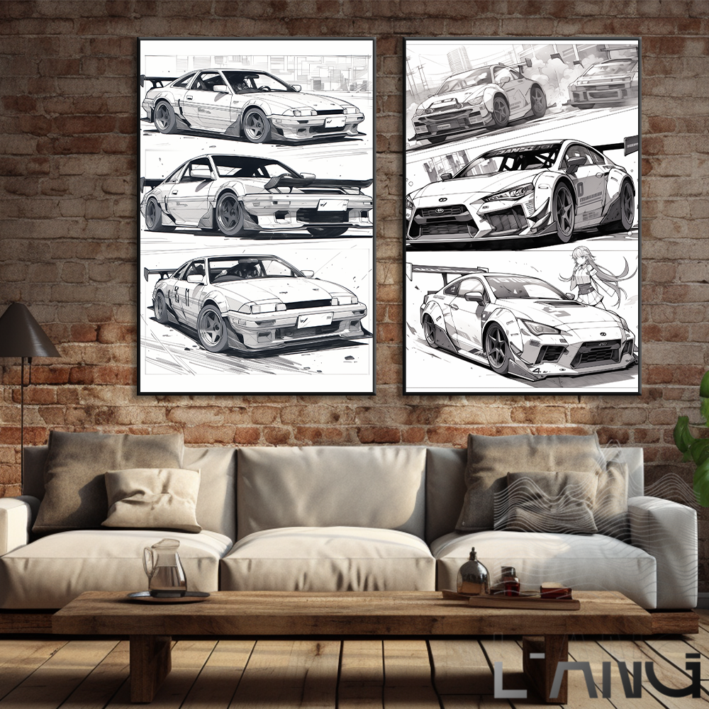 car-sketch-style-black-and-white-poster-canvas-painter-wall-living-room-study-bedroom-decoration-painting-can-be-customized-size